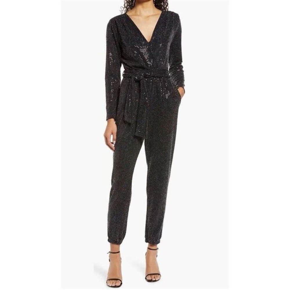 Chic Black Sequin Jumpsuit